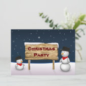 Niedliche Snowmen Frohe Weihnachten Party Einladung (Stehend Vorderseite)