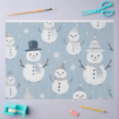 Niedliche Snowmen Schneeflocken Grau Blau Weihnach Seidenpapier (Basteln)