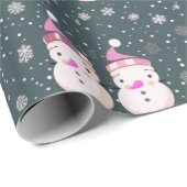 Niedliche Snowmen Schneeflocken Weihnachten Grün Geschenkpapier (Rolleneckpunkt)