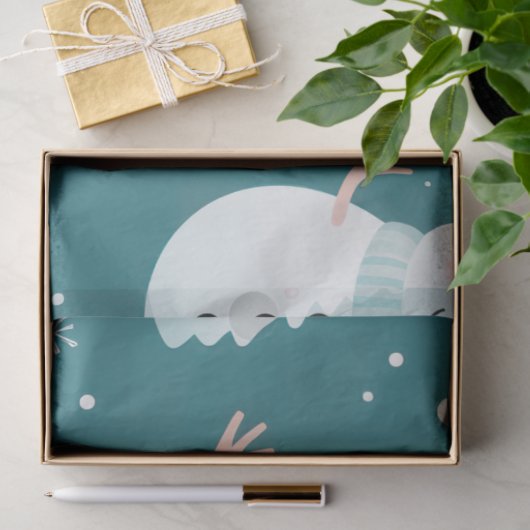Niedliche Snowmen Schneeflocken Weihnachten Grün Seidenpapier (Geschenk)