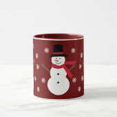 Niedliche Snowmen u. Schneeflocke-festliche rote Tasse (Zentrum)