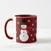 Niedliche Snowmen u. Schneeflocke-festliche rote Tasse (Links)