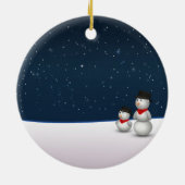 Niedliche Snowmenkonstellation Keramik Ornament (Hinten)