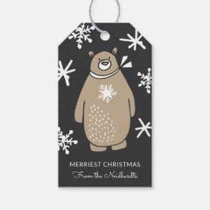 Niedliche Snowy Bär Weihnachtsfeiertag Tags Geschenkanhänger