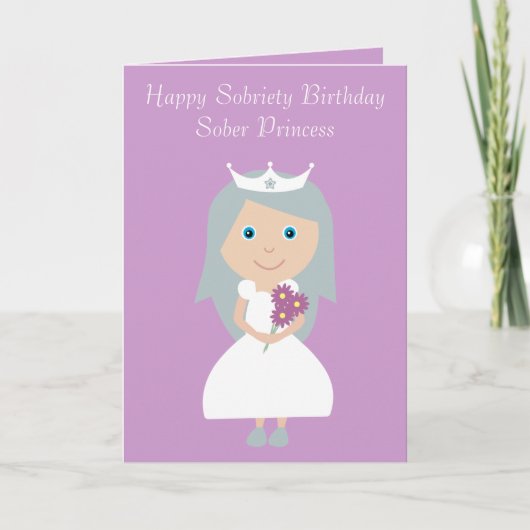 Niedliche Sober Princess Lilac Sobriety Geburtstag Karte (Vorderseite)