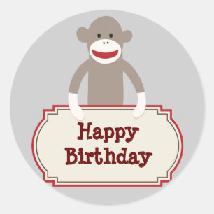 Niedliche Sockeln Affe Happy Birthday Stickers