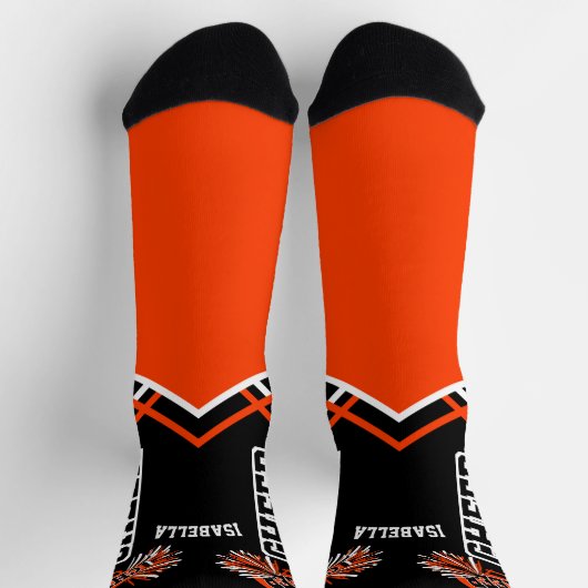 Niedliche Socken aus Orange, Weiß und Schwarz (Oben)