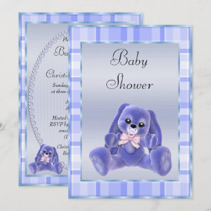 Niedliche Soft Blue Floppy Ears Bunny Baby Dusche Einladung