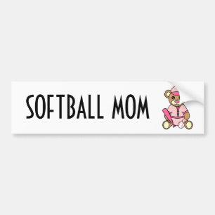 Niedliche Softball-Mama - Mädchenteddy-Bärn-Rosa Autoaufkleber