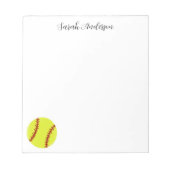 Niedliche Softball Personalisiert Notizblock (Vorderseite)