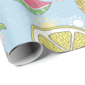 Niedliche Sommer-Illustrationsmuster mit Wassermel Geschenkpapier (Rolleneckpunkt)