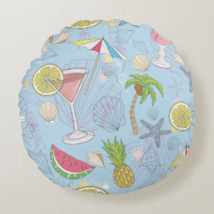 Niedliche Sommer-Illustrationsmuster mit Wassermel Rundes Kissen