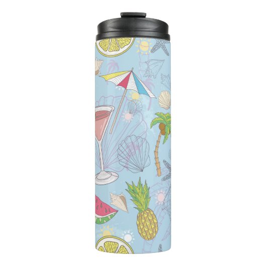 Niedliche Sommer-Illustrationsmuster mit Wassermel Thermosbecher (Vorderseite)