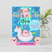 Niedliche Sommer-Pool-Party Einladung Axolotl (Stehend Vorderseite)