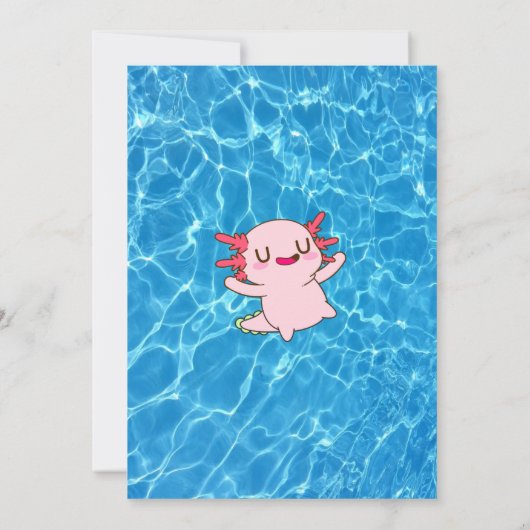 Niedliche Sommer-Pool-Party Einladung Axolotl (Rückseite)