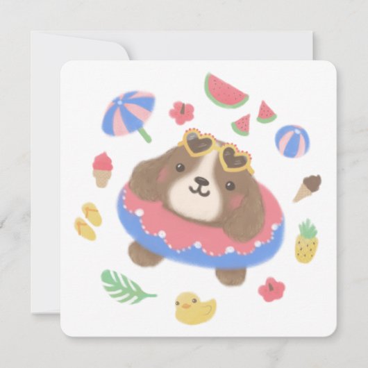 Niedliche Sommer-Spaniel-Hunde-Illustration Feiertagskarte (Vorderseite)