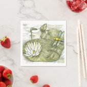 Niedliche Sommerdrachenfliege und Lilly Pad Serviette (Beispiel)