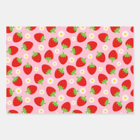 Niedliche Sommererdbeeren Geschenkpapier Set (Vorderseite 2)