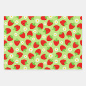 Niedliche Sommererdbeeren Geschenkpapier Set (Vorderseite)