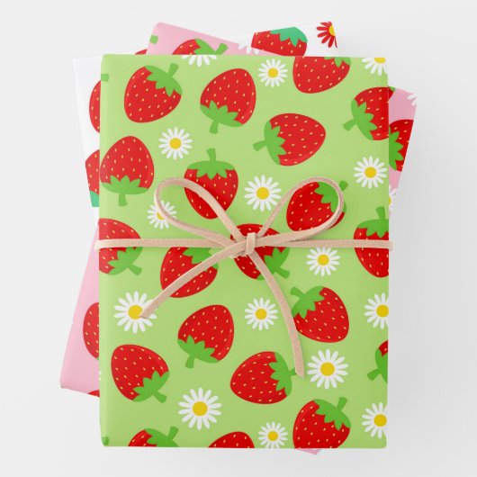 Niedliche Sommererdbeeren Geschenkpapier Set (Beispiel)