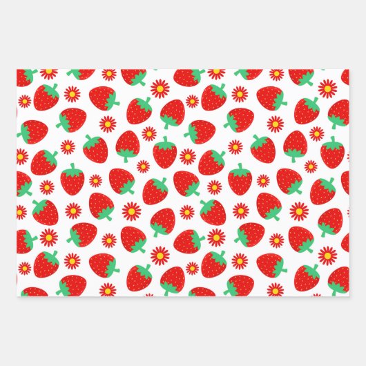 Niedliche Sommererdbeeren Geschenkpapier Set (Vorderseite 3)