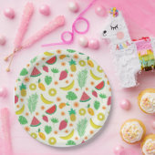 Niedliche Sommerfrüchte und tropische Blätter Pappteller (Party)