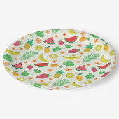 Niedliche Sommerfrüchte und tropische Blätter Pappteller (Schrägansicht)