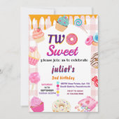 niedliche Sommerkindermädchen zwei süße 2. Geburts Einladung (Vorderseite)