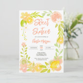 Niedliche sommerliche Zitrusfrüchte mit floraler W Einladung (Stehend Vorderseite)