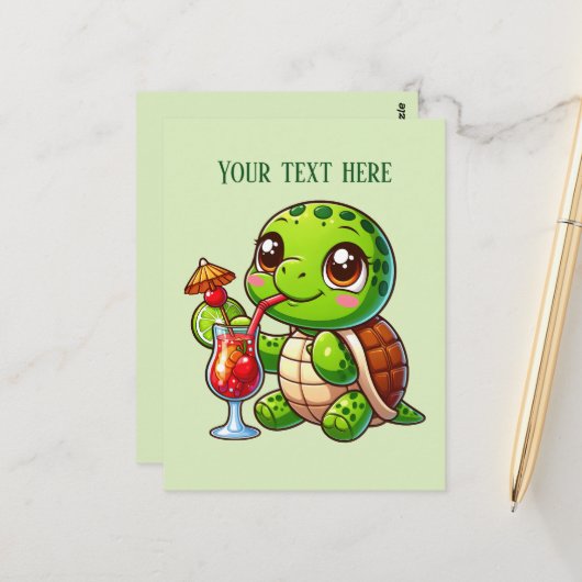 Niedliche Sommerschildkröte Postkarte (Vorderseite/Rückseite Beispiel)