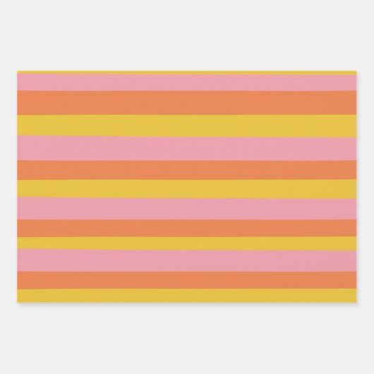 Niedliche Sommerstreifen in rosa Gelborange Geschenkpapier Set (Vorderseite 3)