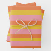 Niedliche Sommerstreifen in rosa Gelborange Geschenkpapier Set (Beispiel)