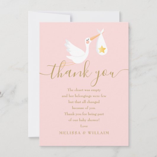 Niedliche Sonderlieferung Rosa Babydusche Dankeskarte (Vorderseite)