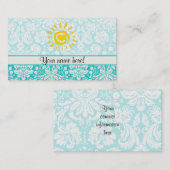 Niedliche Sonne; Aquamariner Damast Visitenkarte (Vorne/Hinten)