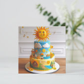NIEDLICHE SONNE THEMED DECORATED BIRTHDAY CAKE KARTE (Stehend Vorderseite)