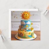 NIEDLICHE SONNE THEMED DECORATED BIRTHDAY CAKE KARTE (Vorderseite/Rückseite Beispiel)