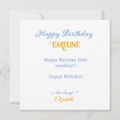 NIEDLICHE SONNE THEMED DECORATED BIRTHDAY CAKE KARTE (Rückseite)