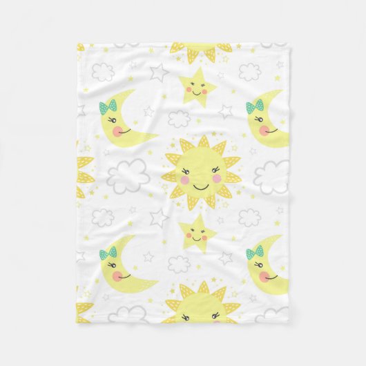 Niedliche Sonne und Mond Fleecedecke (Vorderseite)
