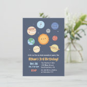 Niedliche Sonne und Planeten Weltraum Einladung zu (Stehend Vorderseite)