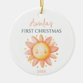 Niedliche Sonne Zeichnend Custom Keepake 1. Weihna Keramik Ornament (Vorne)