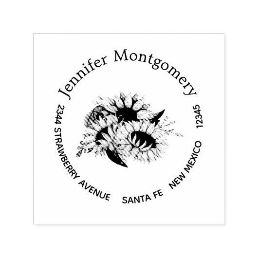 Niedliche Sonnenblume Bouquet Fresh & Summery Permastempel (Design)