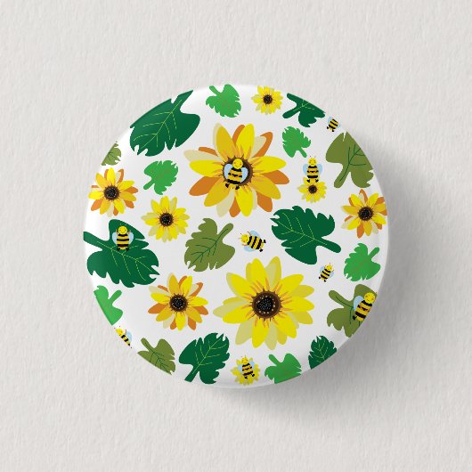 Niedliche Sonnenblume Button (Vorderseite)