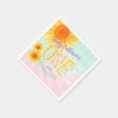 Niedliche Sonnenblume Erster Geburtstag Serviette (Ecke)