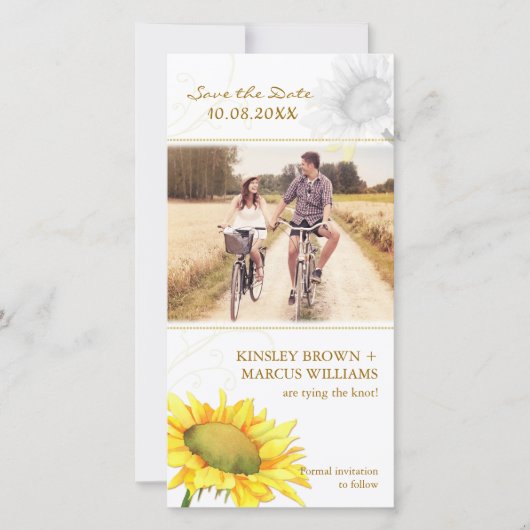 Niedliche Sonnenblume Hochzeit Speichern Sie die D Save The Date (Vorderseite)