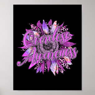 Niedliche Sonnenblume Lila Ribbon Opioid Überdosie Poster