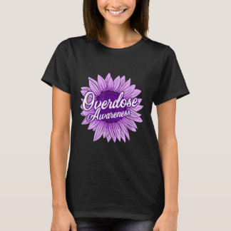 Niedliche Sonnenblume Lila Ribbon Opioid Überdosie T-Shirt