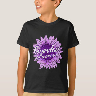 Niedliche Sonnenblume Lila Ribbon Opioid Überdosie T-Shirt