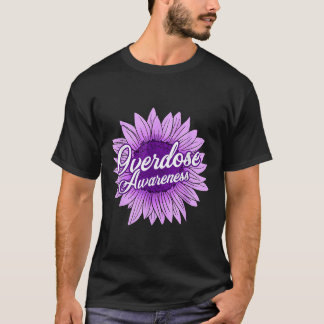 Niedliche Sonnenblume Lila Ribbon Opioid Überdosie T-Shirt