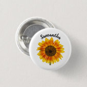 Niedliche Sonnenblume Personalisiert Button (Vorne & Hinten)
