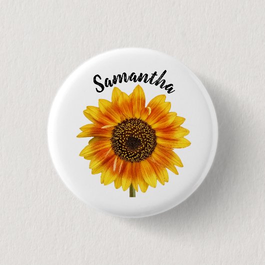 Niedliche Sonnenblume Personalisiert Button (Vorderseite)